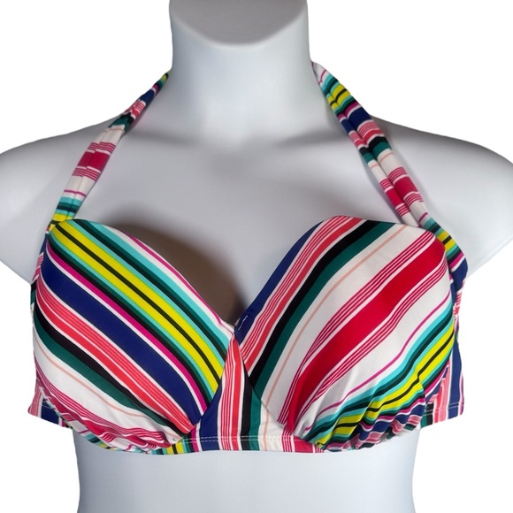 Swim by Cacique Rainbow Stripe Underwire Bikini Top Size 42C - Picture 4 of 9